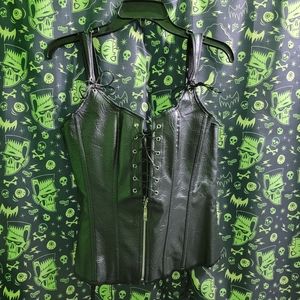 NWT Black Boned Bustier Corset with Garters